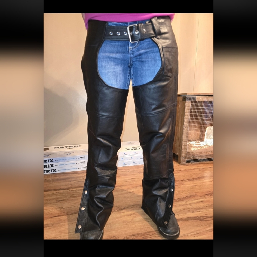 Black Leather Chaps Unisex